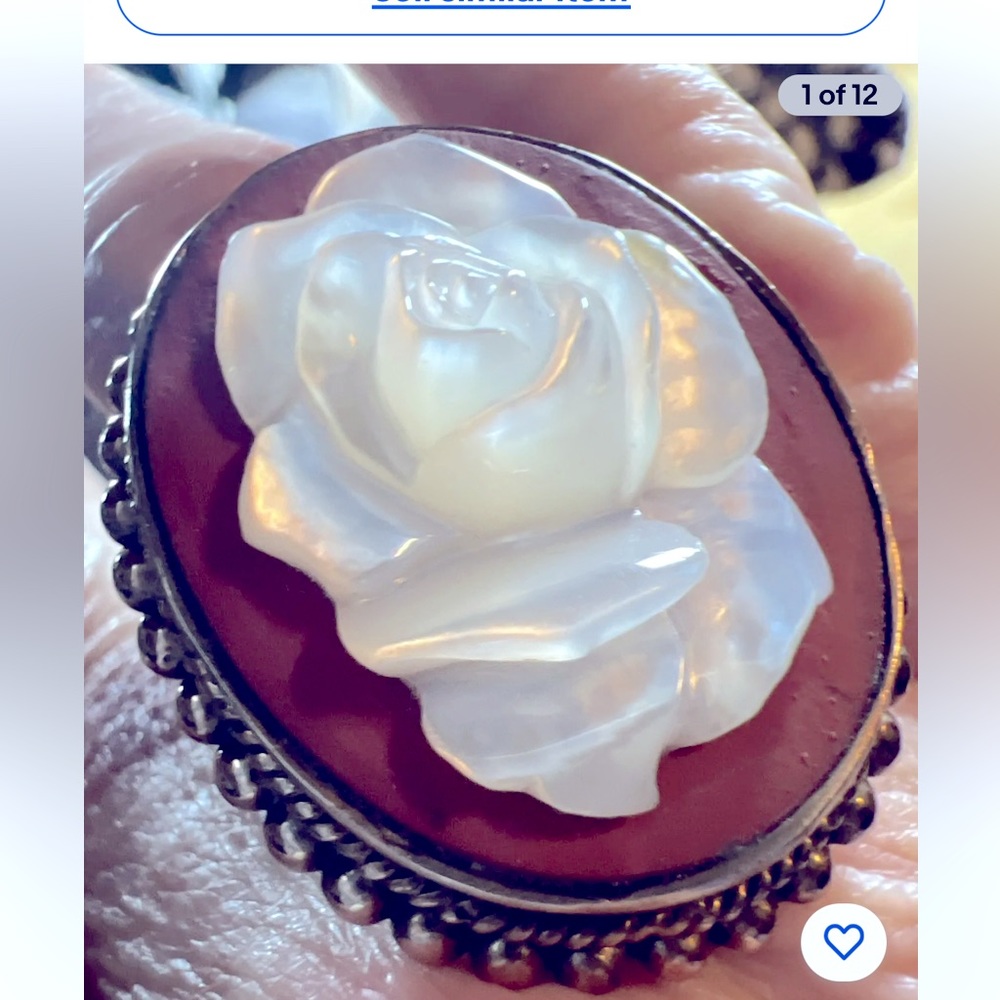 Stephen Dweck Oval Bronze Ring W/ MOP FLOWER CENTER Sz 7